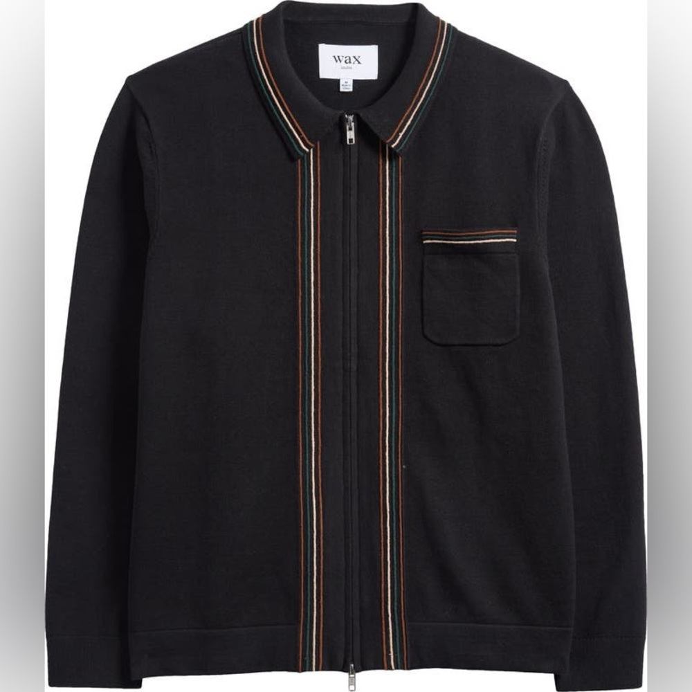 Wax London Amble Striped Full-Zip Cardigan Black M – NWOT